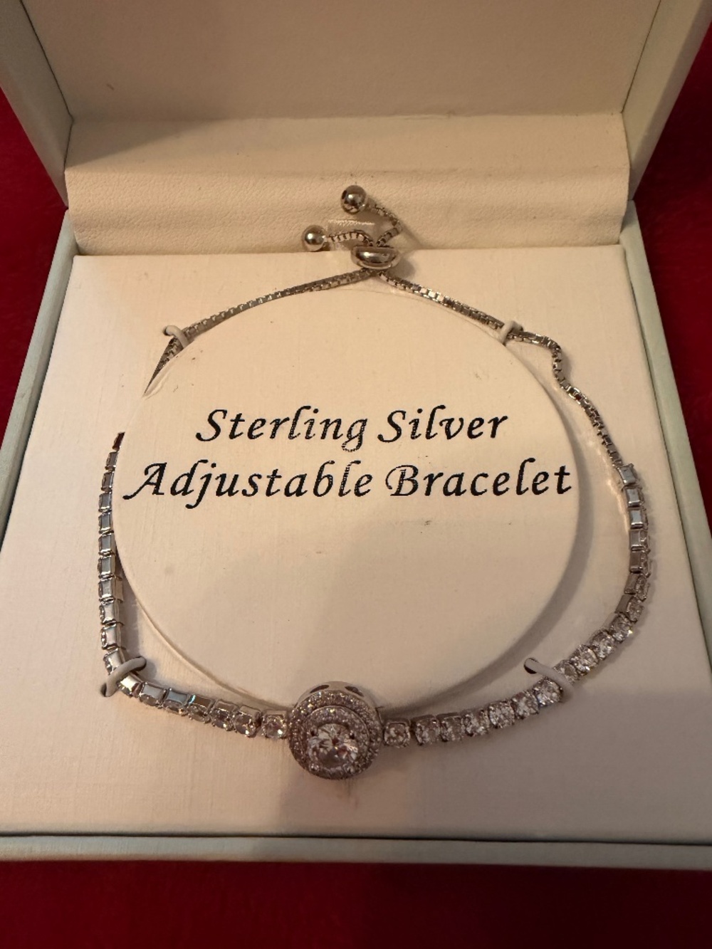 Rachel Zoe Sterling Silver Cubic Zirconia Adjustable Slider Bracelet